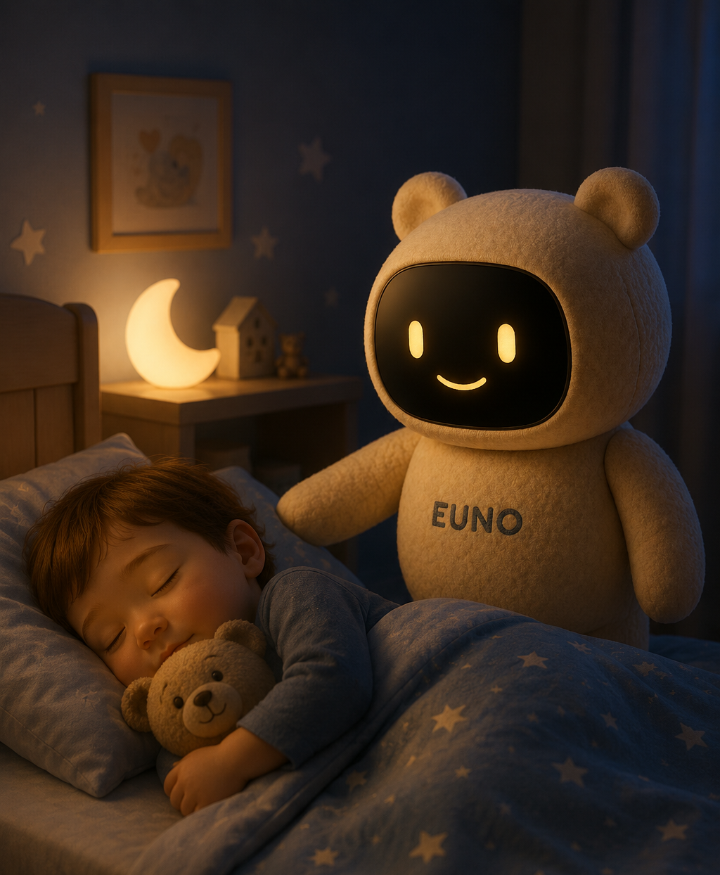 Enfant au lit avec Euno