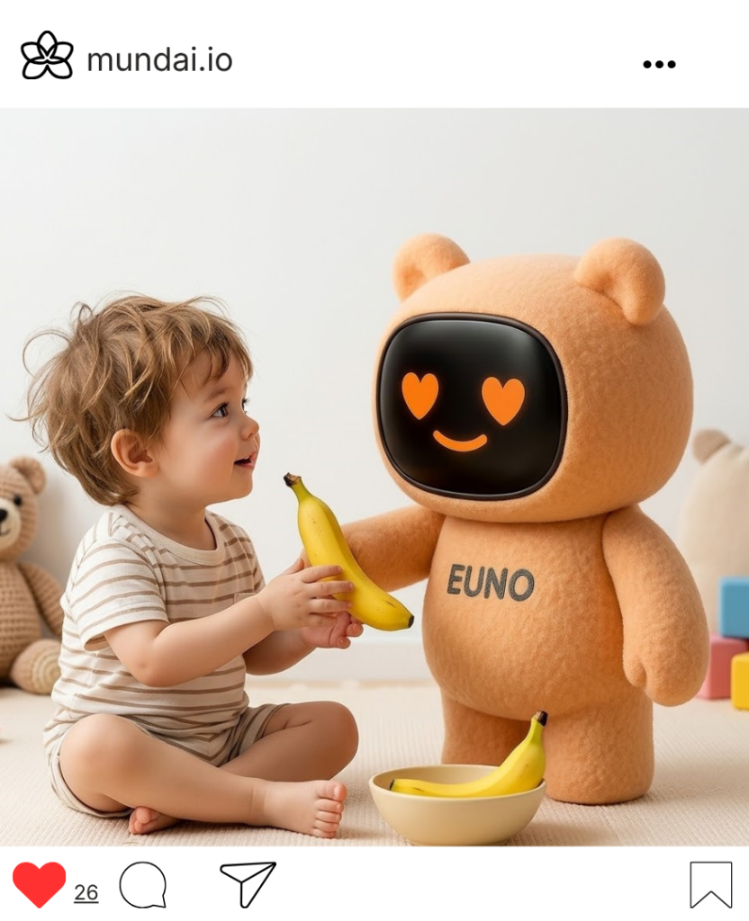 Euno orange donne une banane a un enfant